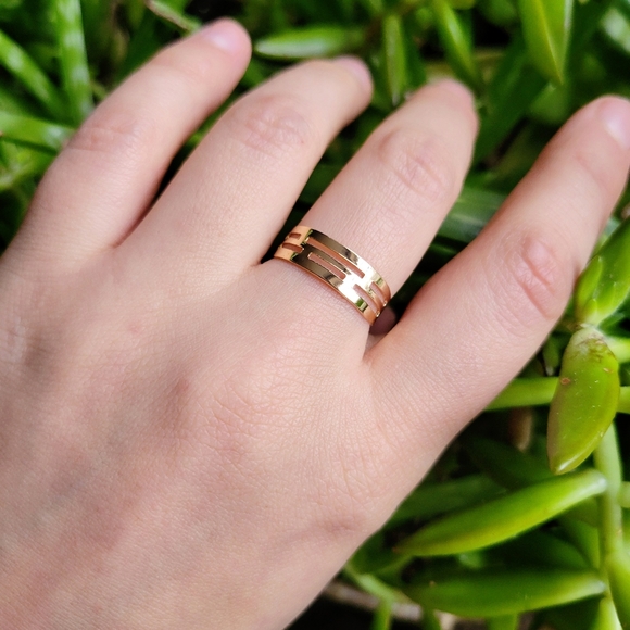 New Classic Gold Simple Geometric Ring Band & Toe Ring - Picture 2 of 9